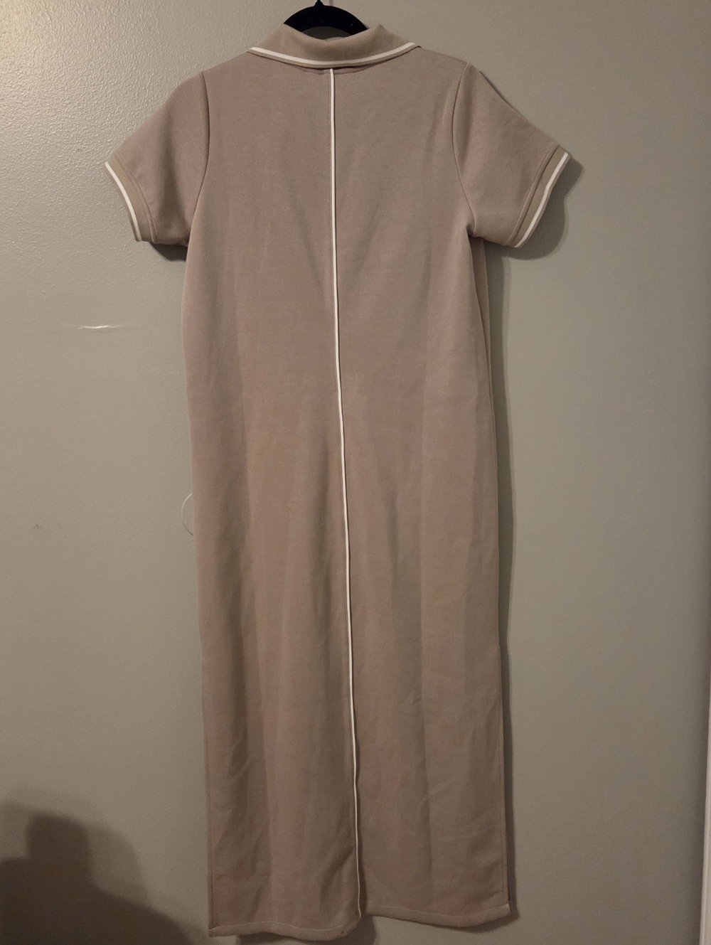 Spanx Womens Air Essentials Pique Tan Preppy Long Polo Shirt Dress. Sz M - Picture 5 of 9
